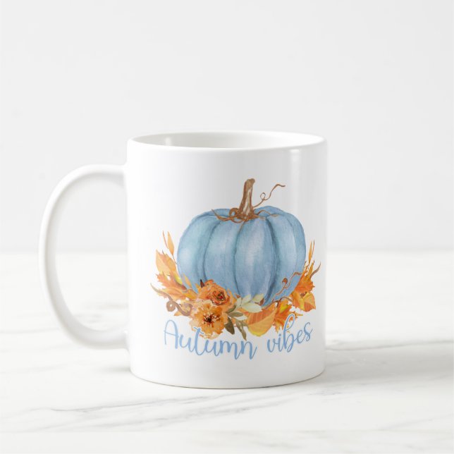 Taza De Café Autumn Vibes Blue Pumpkin Coffee Mug (Izquierda)