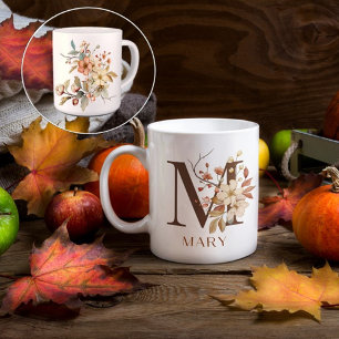 Taza De Café Autumn Wildflower Garden Inicial M