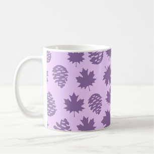 Taza De Café Autumnal Leafs in Purple Tones - Nature Pattern