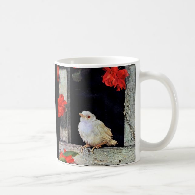 Taza De Café Ave albino robin RARE (Derecha)