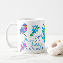 Ave azul me olvida no floral 80 cumpleaños