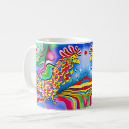 Taza De Café "Ave de ensueño". Un gallo abstracto surrealista