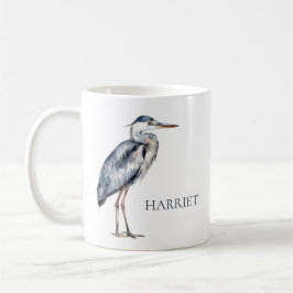 Taza De Café Ave de garza azul costera personalizada