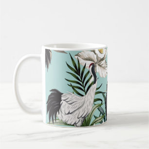 Taza De Café Ave de grulla vintage tropical, loro, flowe de lot