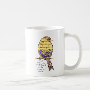 Taza De Café Ave de la música en la cita del alma y la nota mus