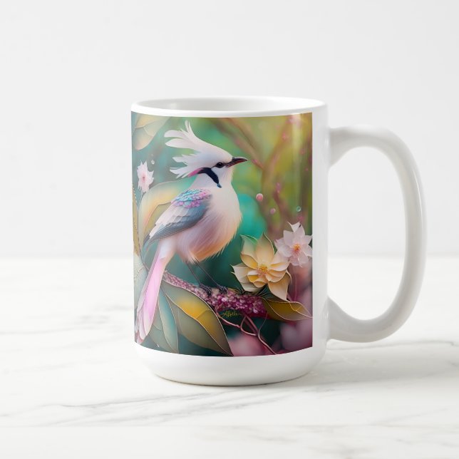 Taza De Café Ave de Rubor con cresta blanca Jay Fantasy (Derecha)