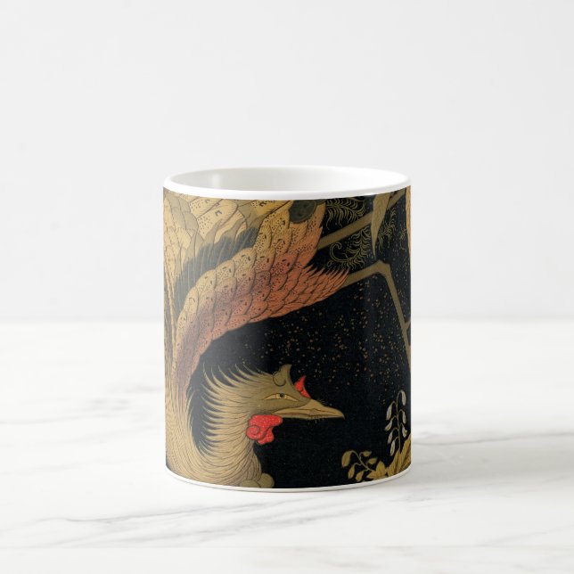 Taza De Café Ave dorado de gallo clásico japonés antiguo (Centro)