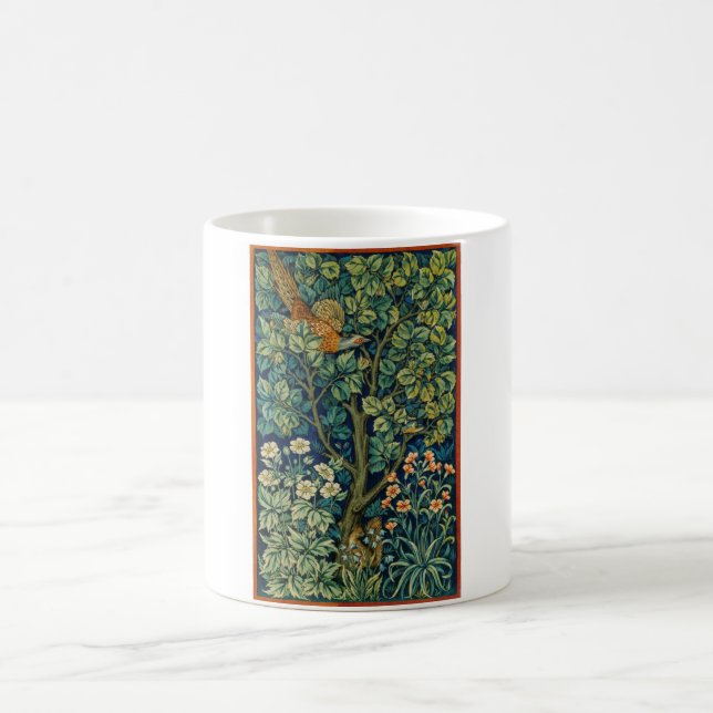 Taza De Café Ave faisán en un árbol (por William Morris) (Centro)