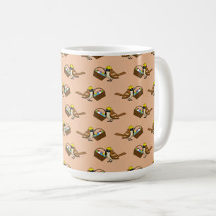 Taza De Café Ave graciosa y dulce con un patrón colorido de ces