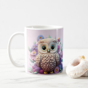 Taza De Café Ave Lechuza Blanca Impreso Con Un Aspecto 3D