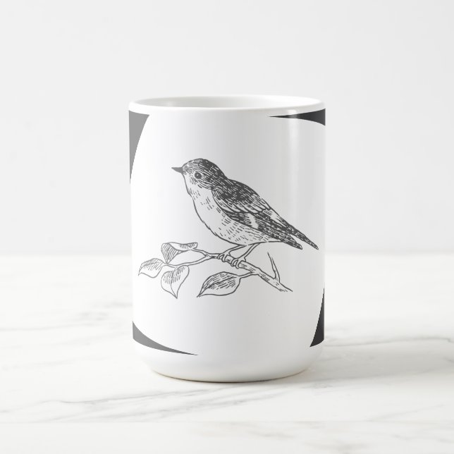 Taza De Café Ave Vintage Negro Y Blanco (Centro)