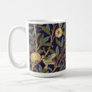Taza De Café Ave William Morris Y Floral Vintage Pomegranada