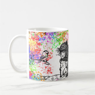 Taza De Café Ave y ardilla artísticas