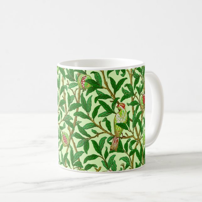 Taza De Café Ave y granada Art Nouveau, verde limón (Anverso derecho)
