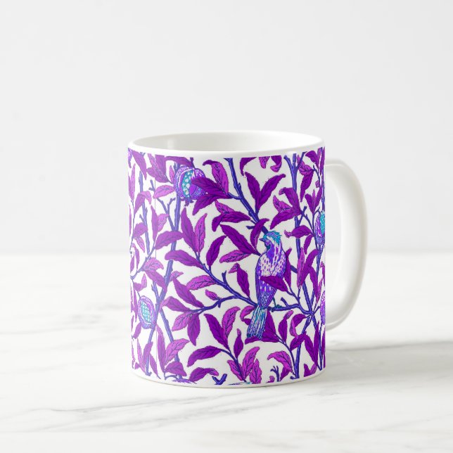 Taza De Café Ave y granada de Art Nouveau, púrpura anquilosante (Anverso derecho)