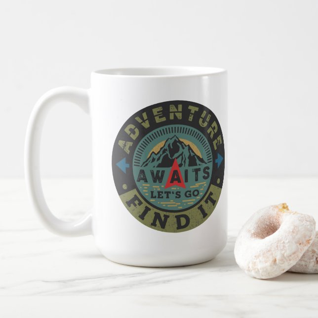 Taza De Café Aventura a la espera - Vamos a buscarla (Con donut)