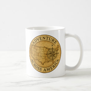 Taza De Café Aventura a través de América Mapa de Vintage Arte