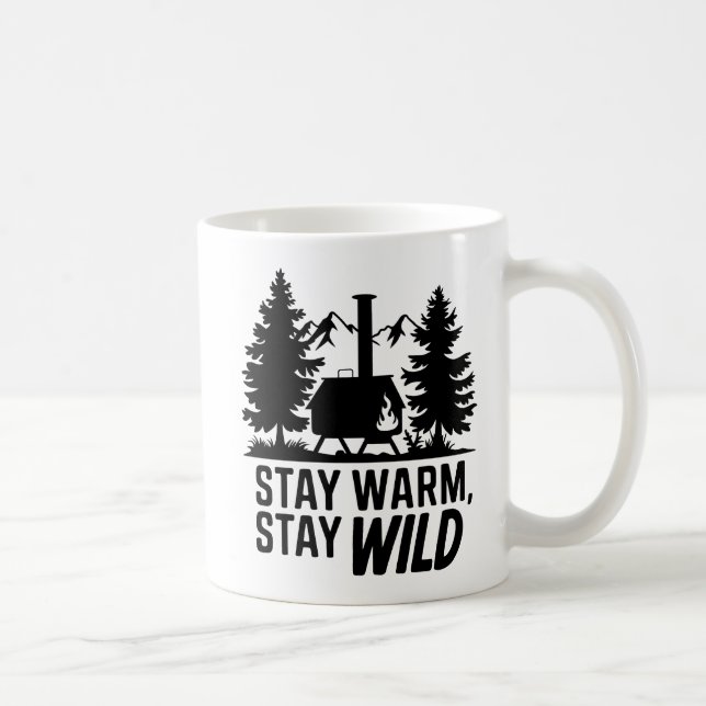 Taza De Café Aventura Camping Wood Stove Cabina Artwork (Derecha)