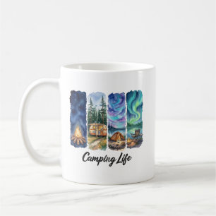 Taza De Café Aventura de Acuarela de Vida de Camping con tienda