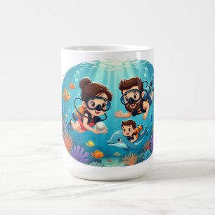 Taza De Café Aventura de buceo familiar en apnea