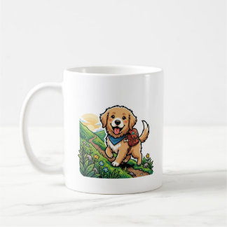 Taza De Café Aventura de cachorro de retriever dorado de sender