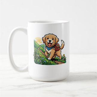 Taza De Café Aventura de cachorro de retriever dorado lindo en 