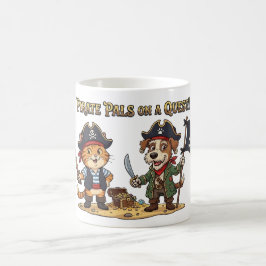 Taza De Café Aventura de gato y perro pirata lindo