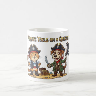 Taza De Café Aventura de gato y perro pirata lindo