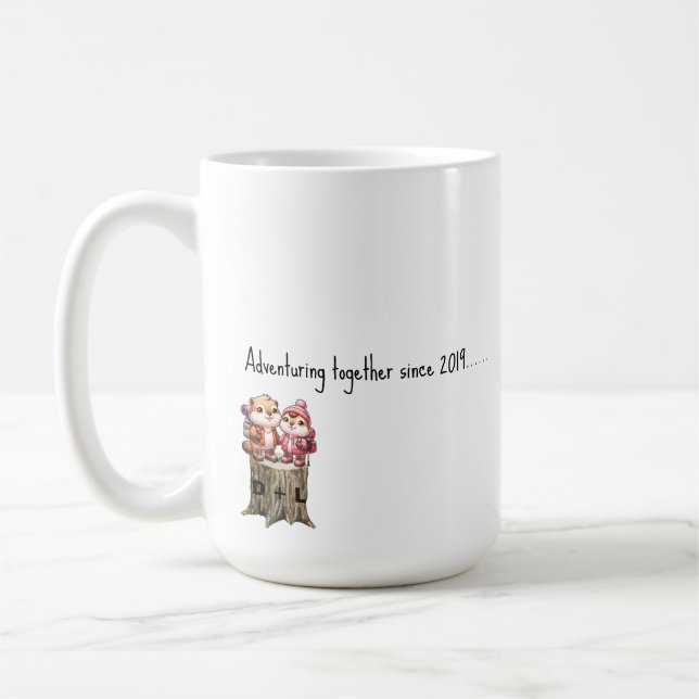 Taza De Café Aventura de Marmot Cute Juntos Desde Pareja (Izquierda)