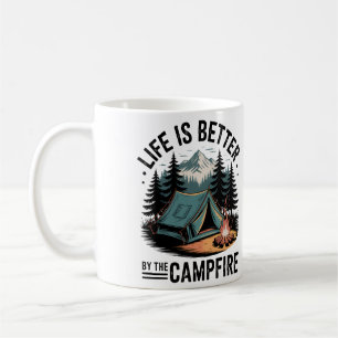 Taza De Café Aventura de naturaleza acogedora Camping Fuego de