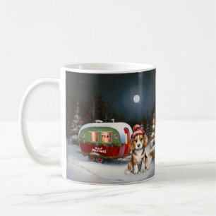 Taza De Café Aventura de Navidad Caravana del Beagle de Inviern