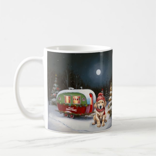 Taza De Café Aventura de Navidades de la caravana Golden Retrie (Izquierda)