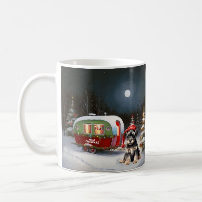 Taza De Café Aventura de Navidades de la Caravana Schnauzer (Izquierda)