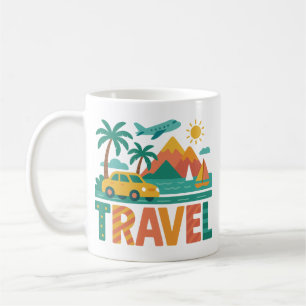 Taza De Café Aventura de Viaje Colorida