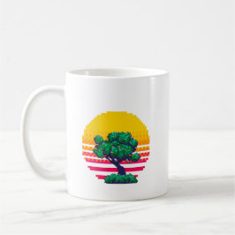 Taza De Café Aventura del árbol al atardecer retro