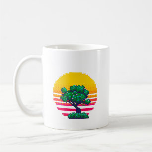 Taza De Café Aventura del árbol al atardecer retro