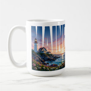 Taza De Café Aventura del faro de la costa rocosa de Maine
