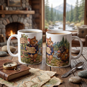 Taza De Café Aventura en el bosque de Tux y Twitch