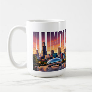 Taza De Café Aventura en la Ciudad del Lago y el Horizonte de I