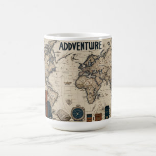 Taza De Café Aventura : Minimalista Diseño de Mug inspirado en