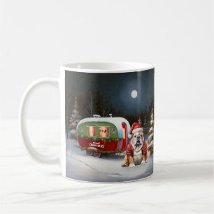 Taza De Café Aventura Navideña de la Caravana Bulldog de Invier