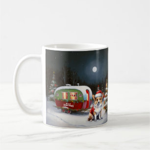 Taza De Café Aventura Navideña de la Caravana del Corgi de Invi