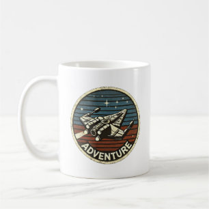 Taza De Café Aventura retro de cohetes en el espacio ultraterre