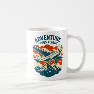 Taza De Café Aventura Toma Vuelo Retro Viajes Aéreos
