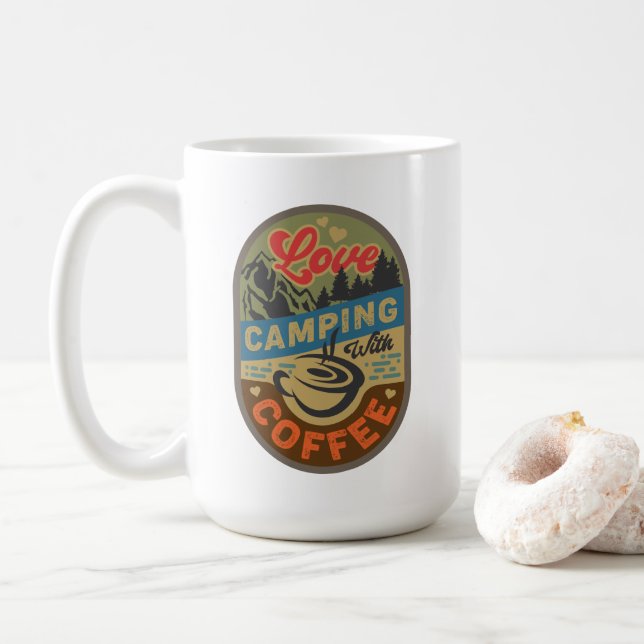 Taza De Café Aventuras de aventura: Camping de amor (Con donut)