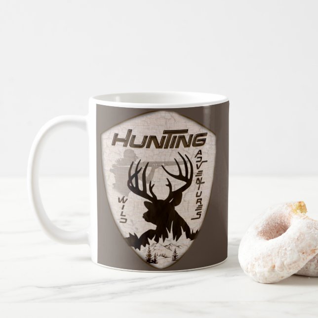 Taza De Café Aventuras de caza pegatina cuadrado keychain exter (Con donut)