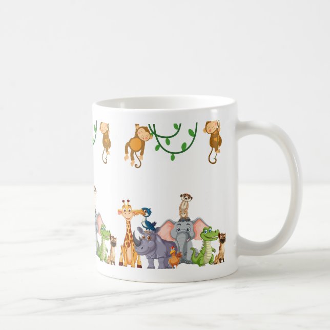 Taza De Café Aventuras de la jungla: Animales juguetones en lo  (Derecha)