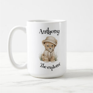 Taza De Café Aventuras Safari Bebés Animales Acuarela Adorabl