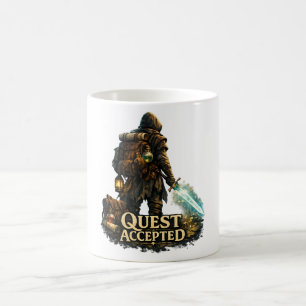 Taza De Café Aventurero de Fantasía con Misión Aceptada
