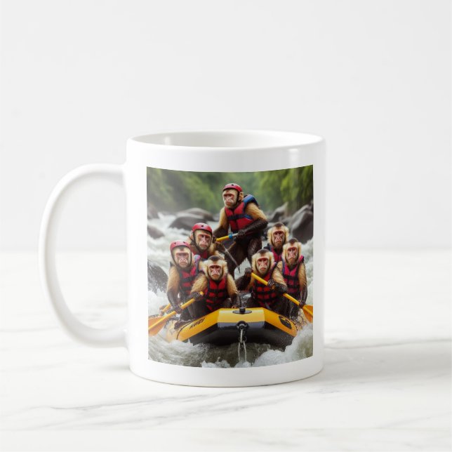 Taza De Café Aventurous Capuchin Monkeys Whitewater Rafting (Izquierda)